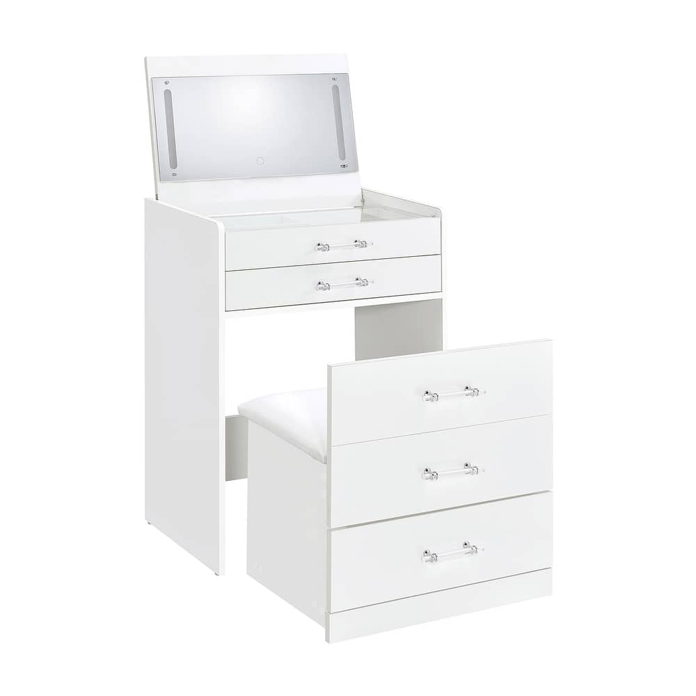3 Drawers Makeup Vanity Set with Stool