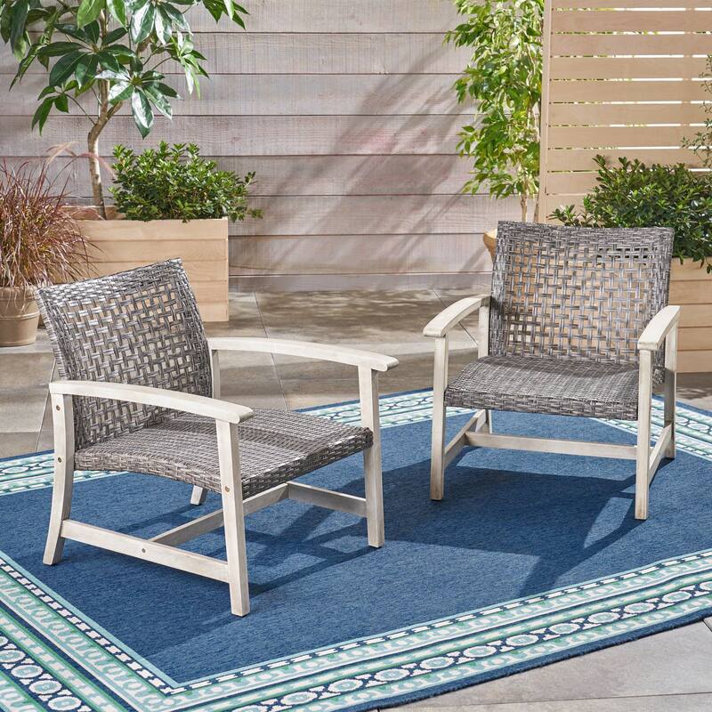 2 Piece Modern Wooden Patio Chair Set, Lounge Chair for Garden, Backyard, Porch & Deck
