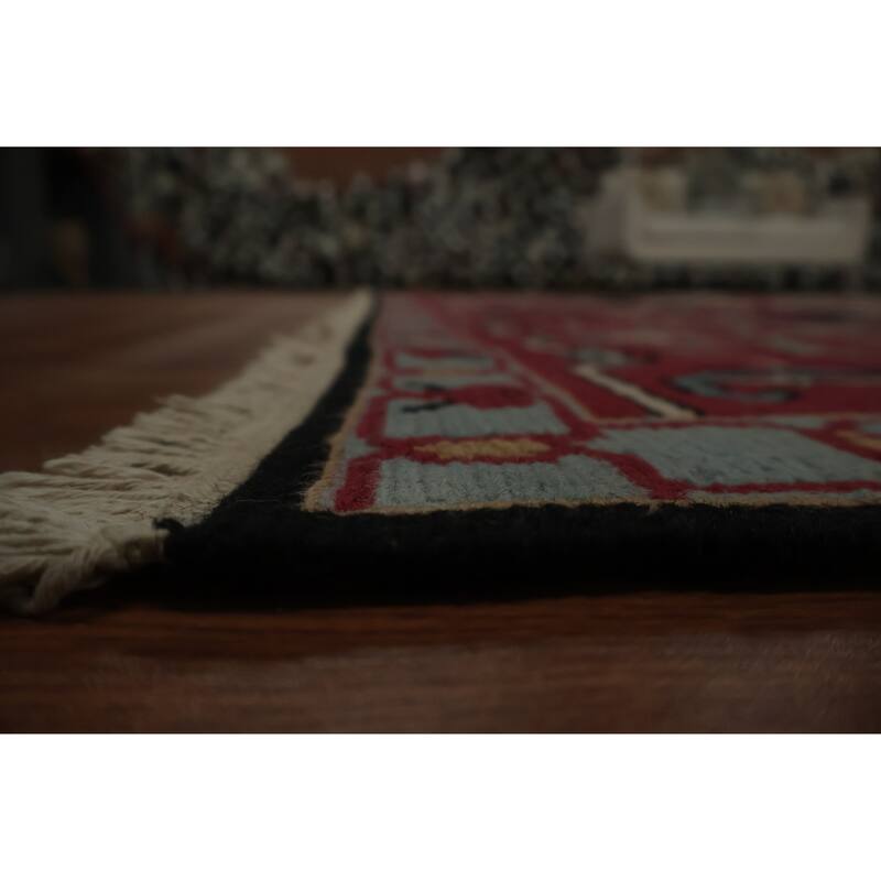 Hand Knotted Oriental 100% Wool Carpet Traditional Geometric Beige & Ivories Sumak Area Rug - 12' 1'' X 9' 1''