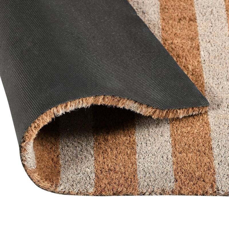 Villa by Classic Home Striped 24x57 Ivory and Natural Choir Doormat