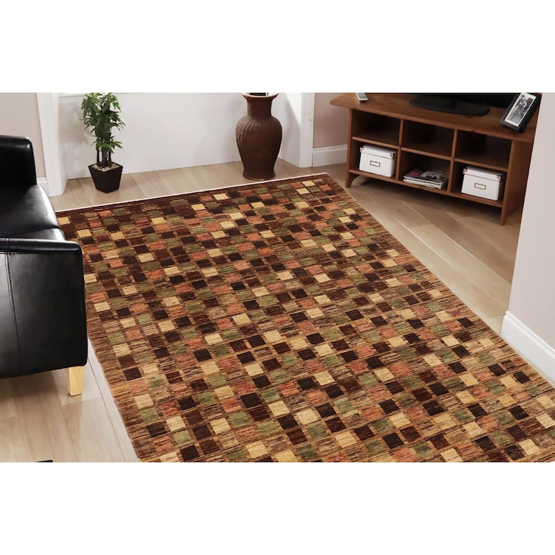 Chromatic Mosaic Gabbeh Hand Knotted Wool Rug