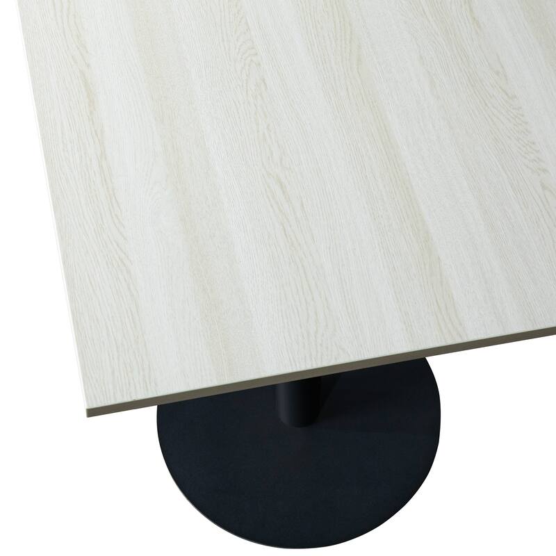 Vail Square Dining Table with 24 in. MDF Tabletop in Black Stainless Steel Round Pedestal Base Accent Kitchen Table