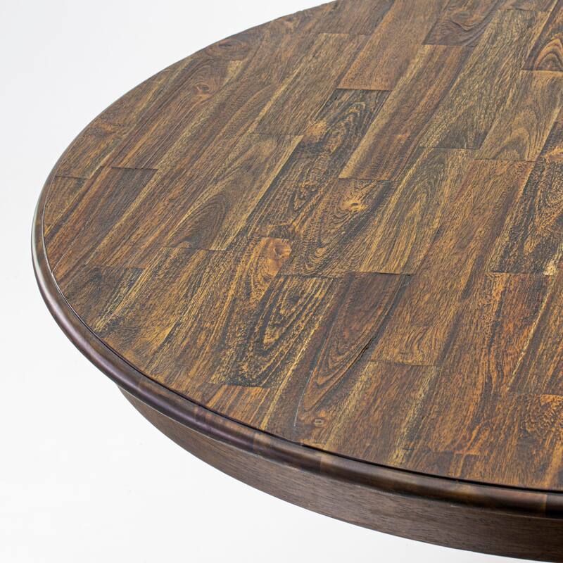 East West Furniture Kitchen Table Set- a Dining Table and Brown Linen Fabric Chairs, Distressed Jacobean(Pieces Options)
