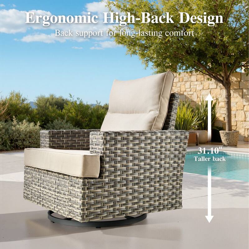 OVIOS 9 Pieces T shaped Seat Curved Swivel Chair Set With Fire Pit