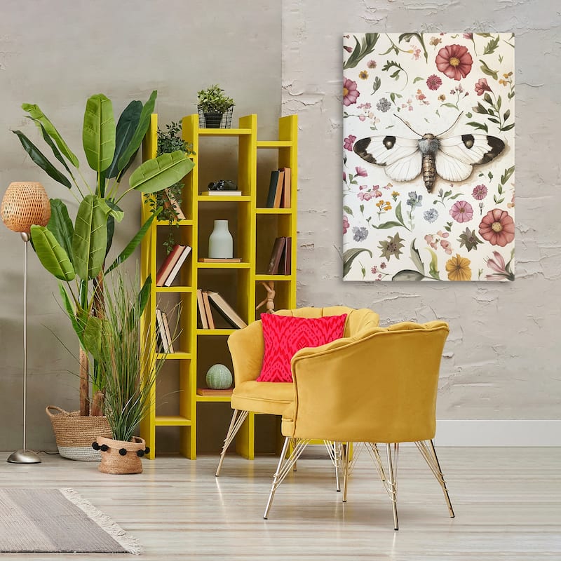 Stupell White Moth & Botanicals Canvas Wall Art Design By The Dutch Lady
