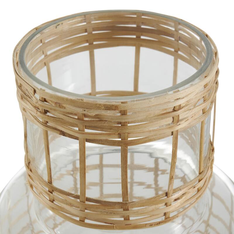 Glass Handmade Rattan Wrapped Decorative Vase - Set of 2 Clear - Roche River Decor