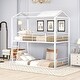 preview thumbnail 1 of 9, Twin over Twin Metal Bunk Bed with Half Roof, Guardrail, and Ladder White
