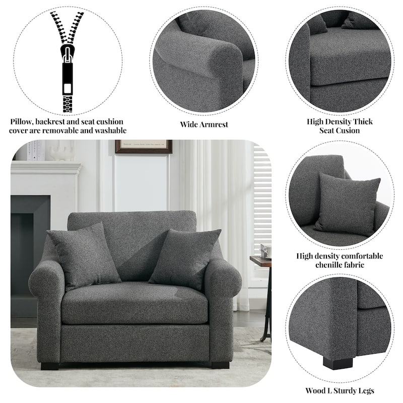Roomfitters 44.5" Oversized Chenille Armchair, Chair and a Half Single Sofa for Bedroom or Living Room