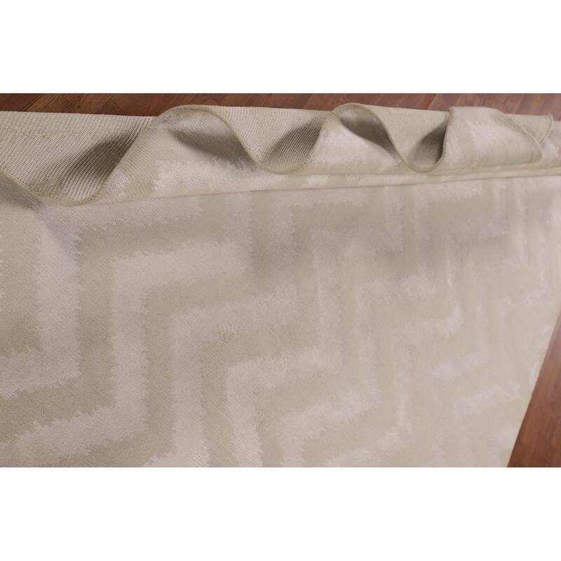 Chevron Style Modern Area Rug Handmade Wool Carpet - 6'1"x 8'10"