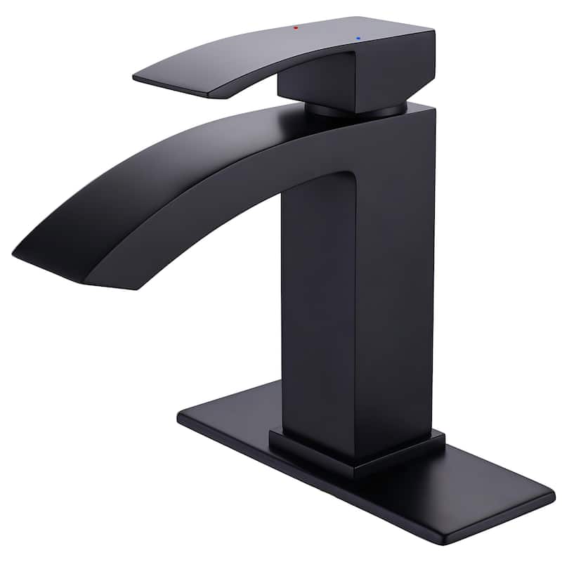Modland Waterfall Bathroom Faucet Single Hole, CEC/CUPC Certified, with Cover Plate (Brushed Gold/Matte Black) - Matte Black