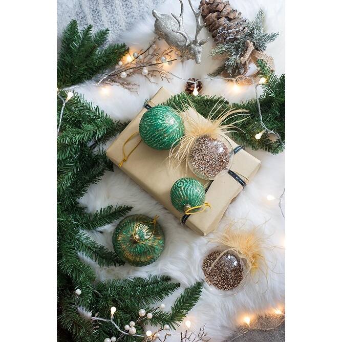 D3.9" Glass Decorative Hanging Ball Christmas Tree Ornaments