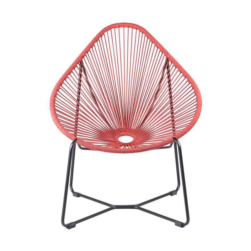 Acapulco Indoor Outdoor Steel Papasan Lounge Chair - Black