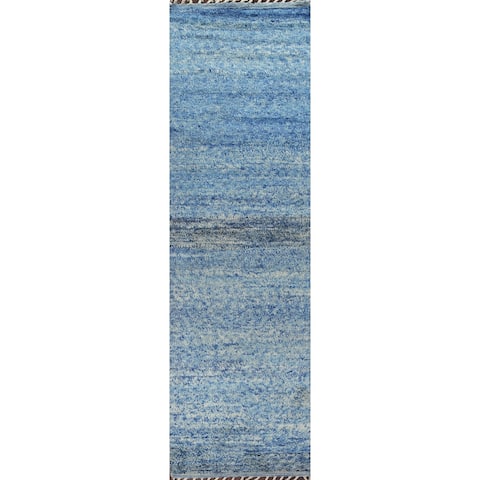 Abstract Moroccan Oriental Staircase Runner Rug Handmade Wool Carpet - 3'1" x 12'6"