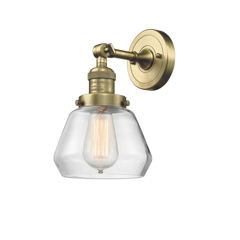 Innovations Lighting Fulton Single Light 11" Tall Bathroom Sconce with - Antique Brass / Clear