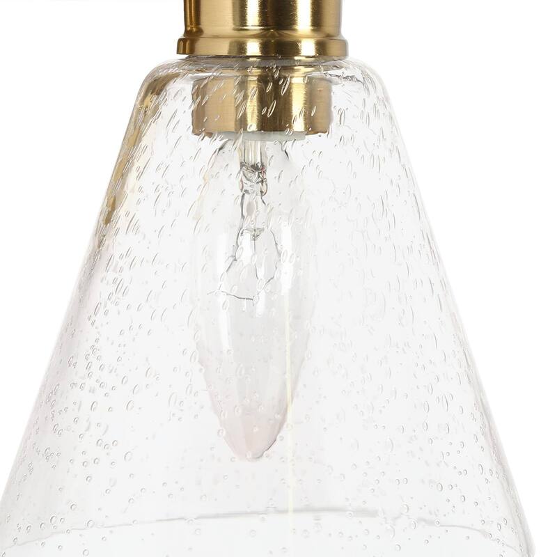 Modern Gold 3-Light Bathroom Vanity Light Seeded Glass Wall Sconce - Electroplated Gold - W21.5"xD6.5"xH7"