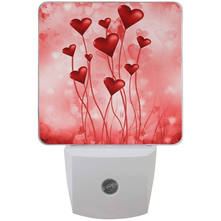 Romantic Love Hearts Night Light Set of 2 Valentines Day Plug in LED Standard
