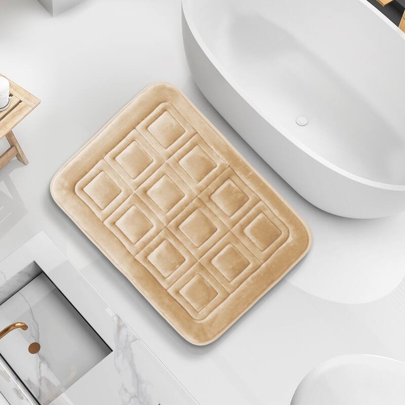 Clara Clark Ultra Soft Non Slip and Absorbent Bath Rug - Waffled Velvet Memory Foam Bath Mat