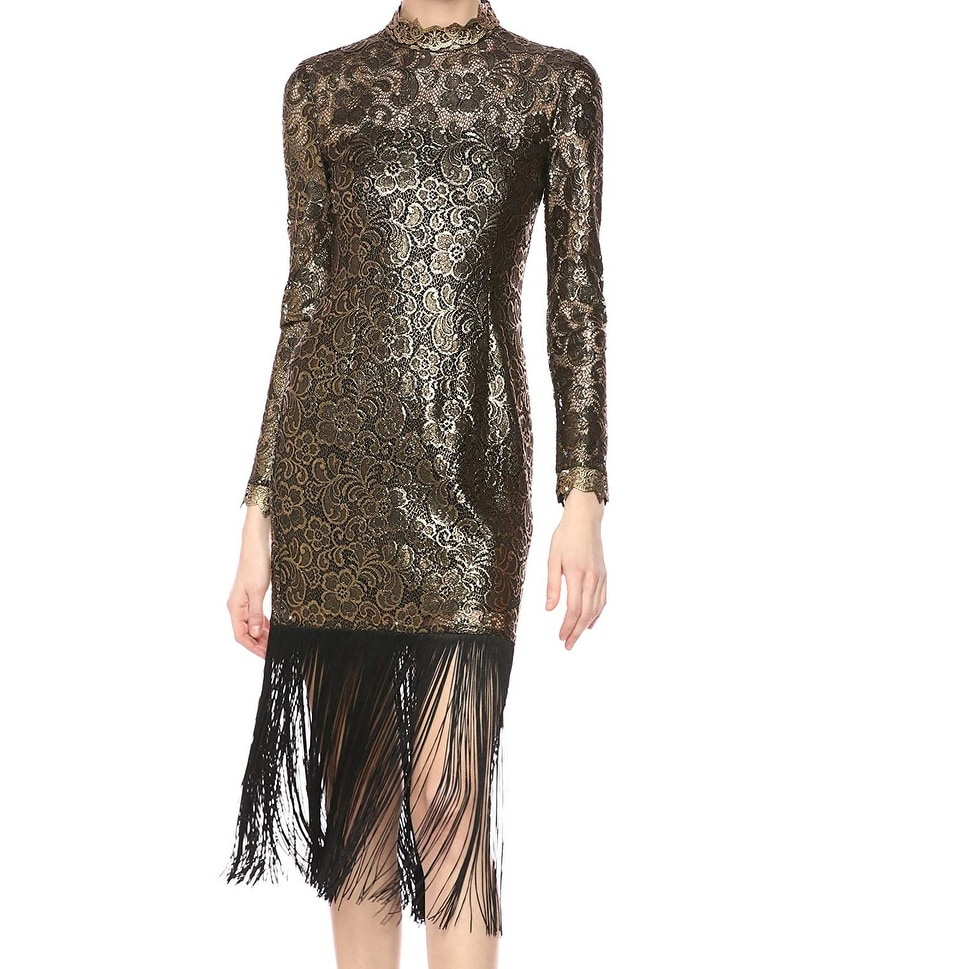 rachel zoe gold fringe dress