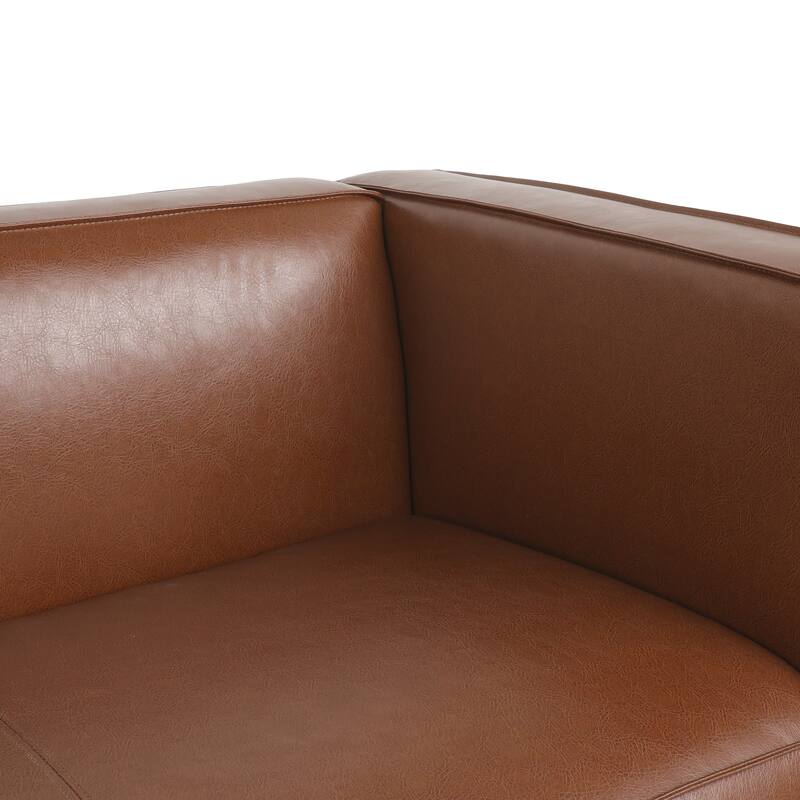 Light Brown Fabric 3 Seater Sofa with Contemporary Tuxedo Design