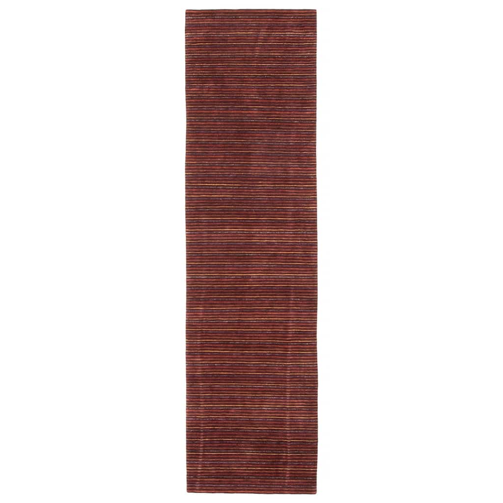 ECARPETGALLERY Hand-knotted Opulence Dark Brown Wool Rug - 3'0 x 11'4