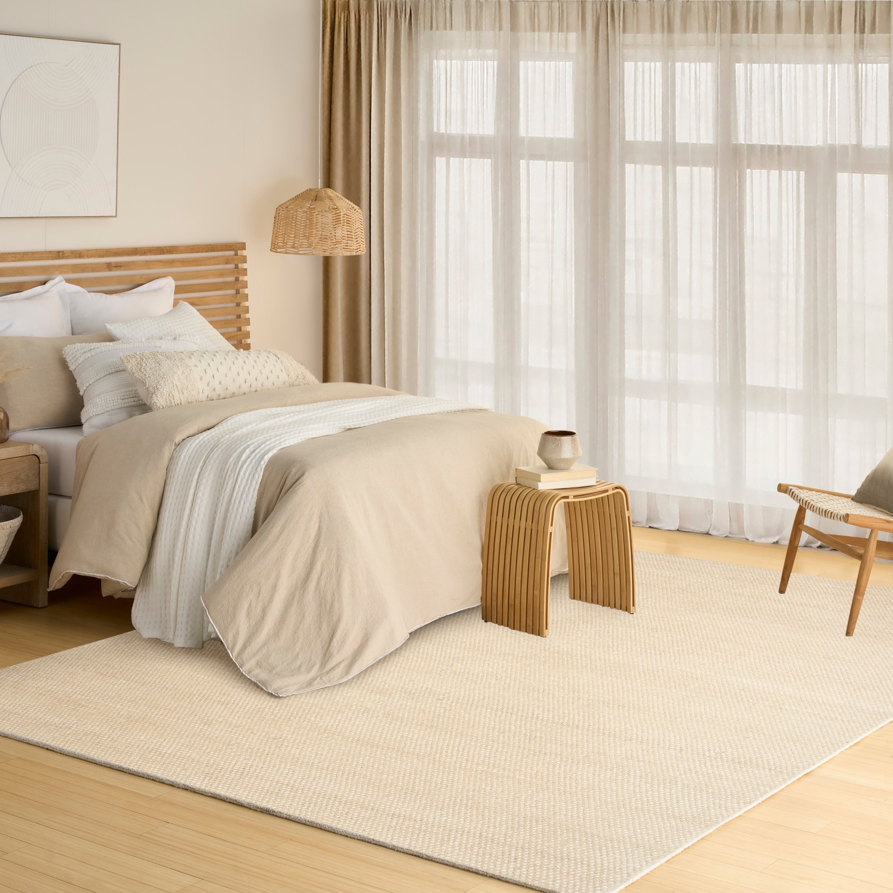 DKNY Pure Rows Handwoven Farmhouse Wool Indoor Rug