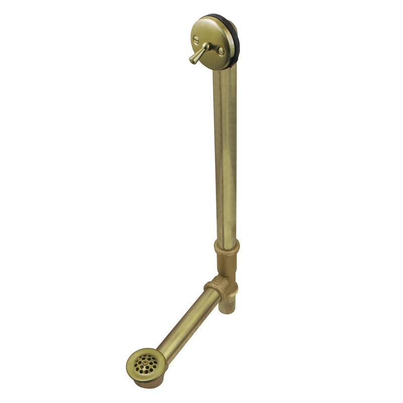 Kingston Brass Brass Bathtub Drain with Trip Lever, Overflow and Grid - Antique Brass