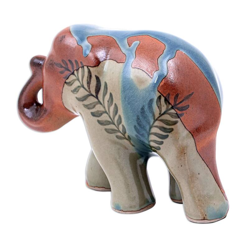 Novica Handmade In The Jungle Celadon Ceramic Sculpture