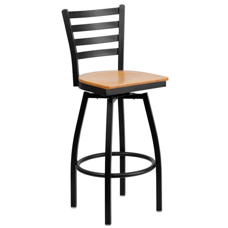 2 Pack Hercules Series Ladder Back Swivel Metal Barstool - 16.5"W x 20.5"D x 44.5"H - 16.5"W x 20.5"D x 44.5"H