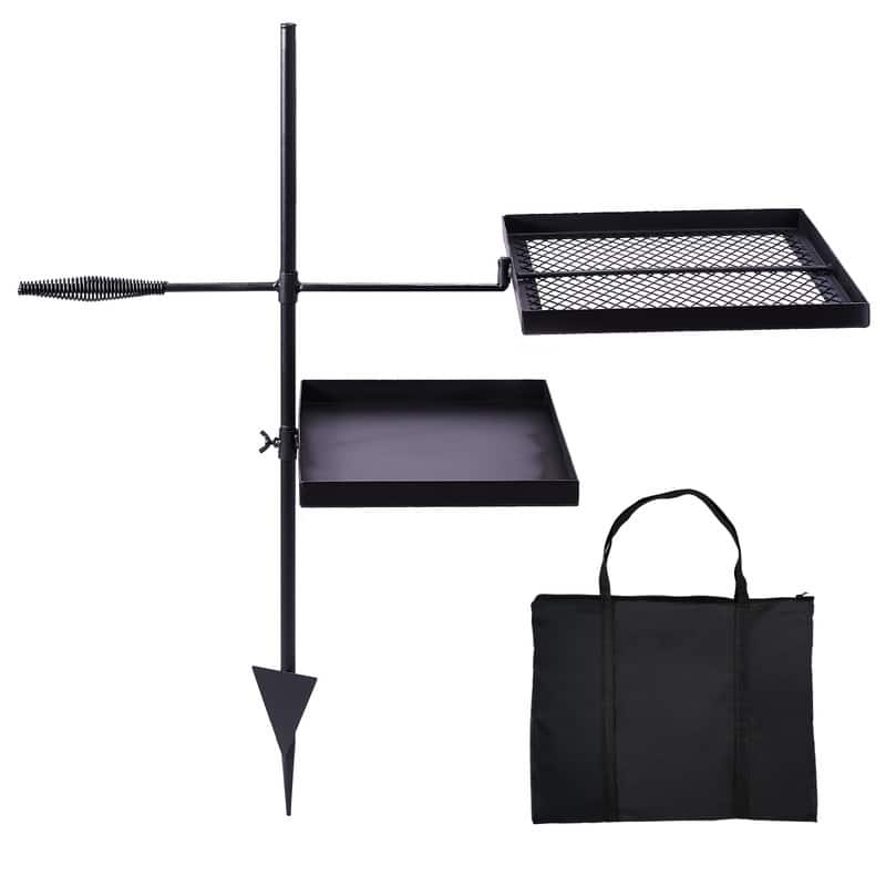 Swivel Campfire Grill Skillet Combo Portable Heavy Duty Camping Grill Grate - Assembly Required