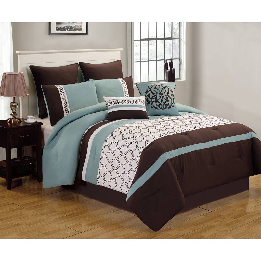 8Pc Queen Bedding Comforter Set All-season Reversible Bed in a Bag
