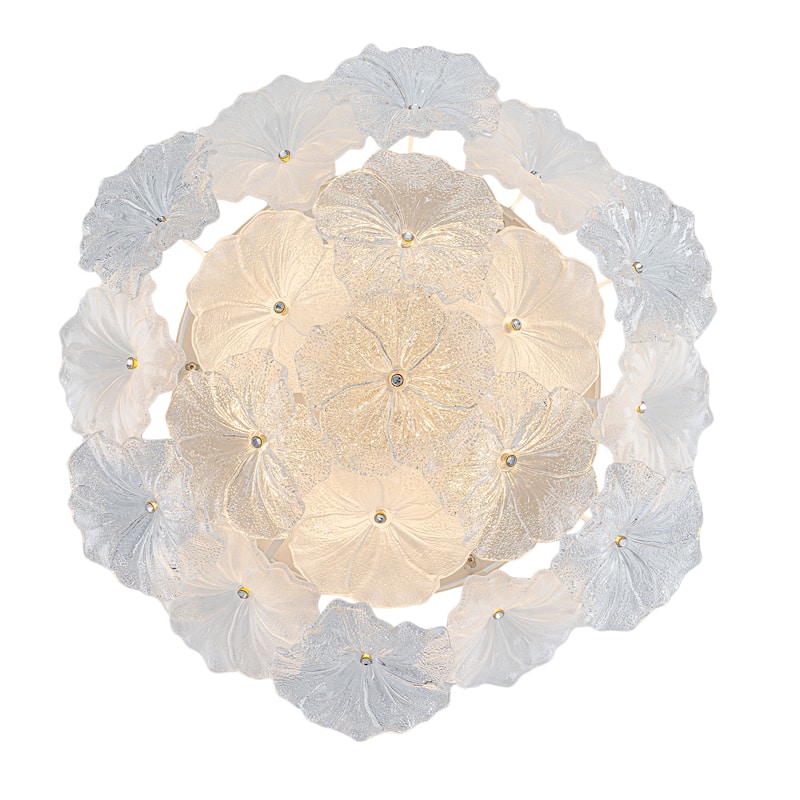 LED Flush Mount Ceiling Light with Clear and Frosted Glass Petal Design