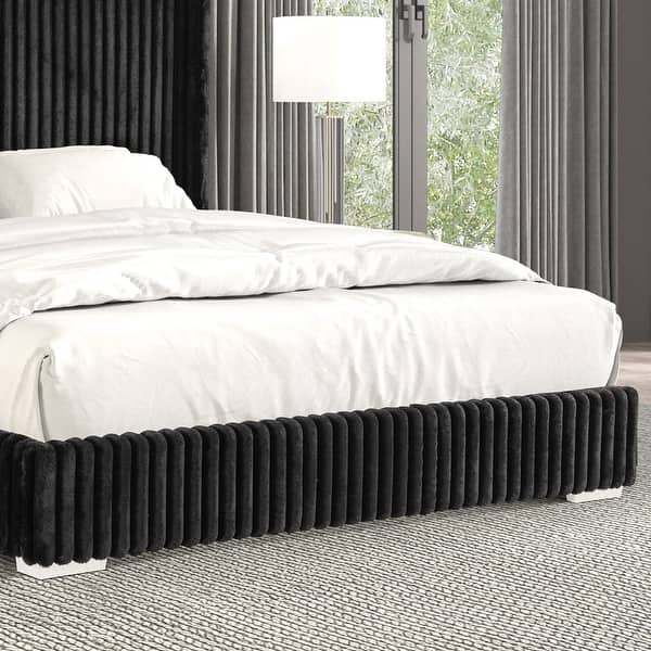 Furniture of America Thinc Modern Chenille High Wingback Platform Bed