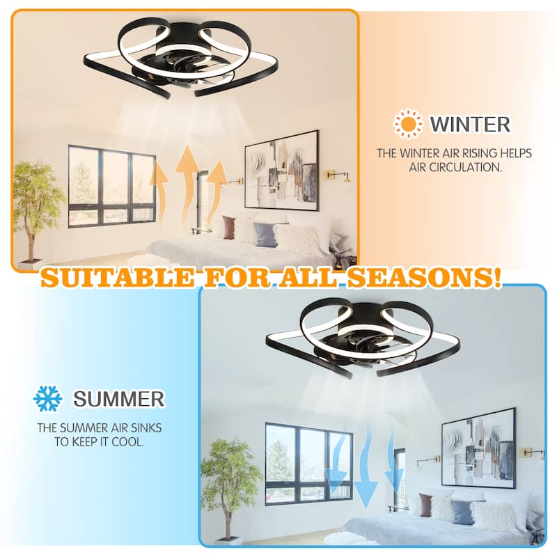 Bella Depot 22“ Low Profile Ceiling Fan with Dimmable Light, 6-Speed Reversible Flush Mount Ceiling Fan with APP Control