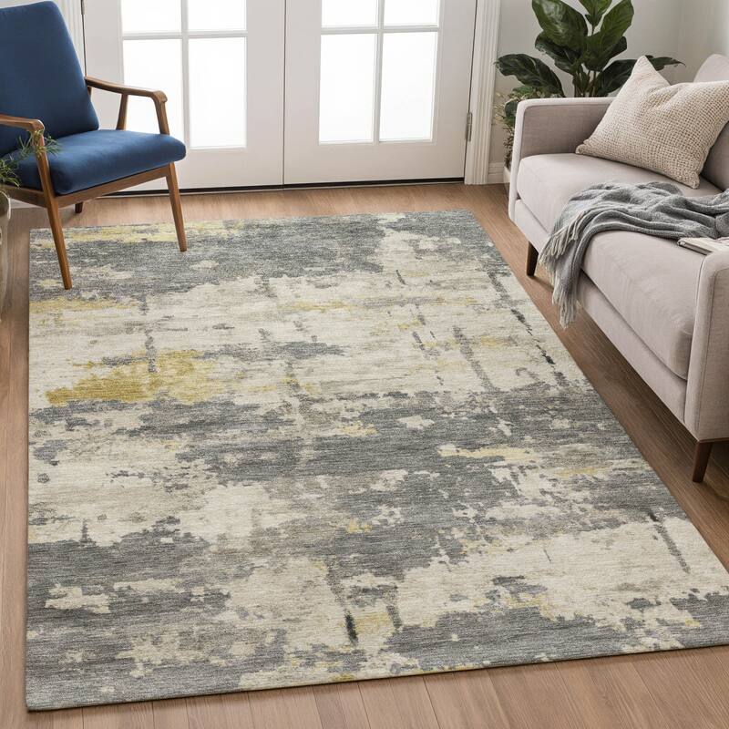 Machine Washable Indoor/ Outdoor Crouppen Modern Chantille Rug