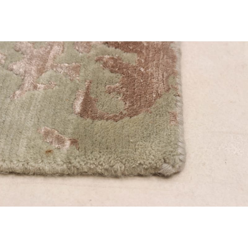 ECARPETGALLERY Hand-knotted Opulence Green Viscose, Wool Rug - 9'10 x 10'0