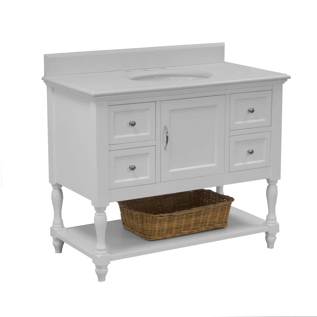 KitchenBathCollection Beverly 42" Bathroom Vanity with Quartz Top