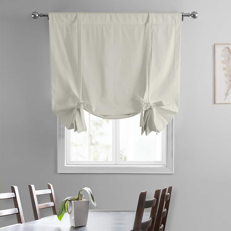 Exclusive Fabrics Solid Blackout Cotton Tie-Up Window Shade (1 Panel) - 46 X 63 - Light Greige