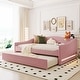 preview thumbnail 7 of 14, Teddy Fleece Full Size Upholstered Daybed with Light and Trundle Pink