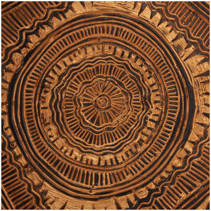 Brown Resin Abstract Carved Tribal Decorative Sculpture with Black Stand and Wavy Edge