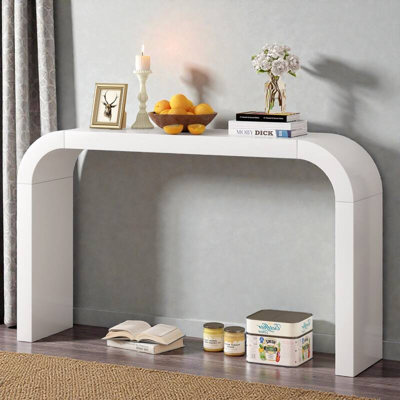 Modern Minimalist Console Table, Rectangular Slim Entryway Table with Sled Base, Lightweight & Stable for Living Room Hallway