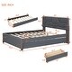 preview thumbnail 11 of 14, Full Size Upholstered Platform Bed with Trundle(Twin) & 2 Drawers for Kids,Adult Bedroom,Wooden Bedframe