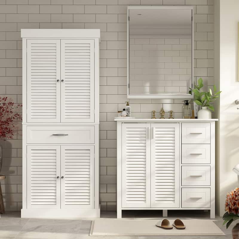Timechee 30"Bathroom Cabinet Storage Cabinet Doors Wooden Floor Cabinet