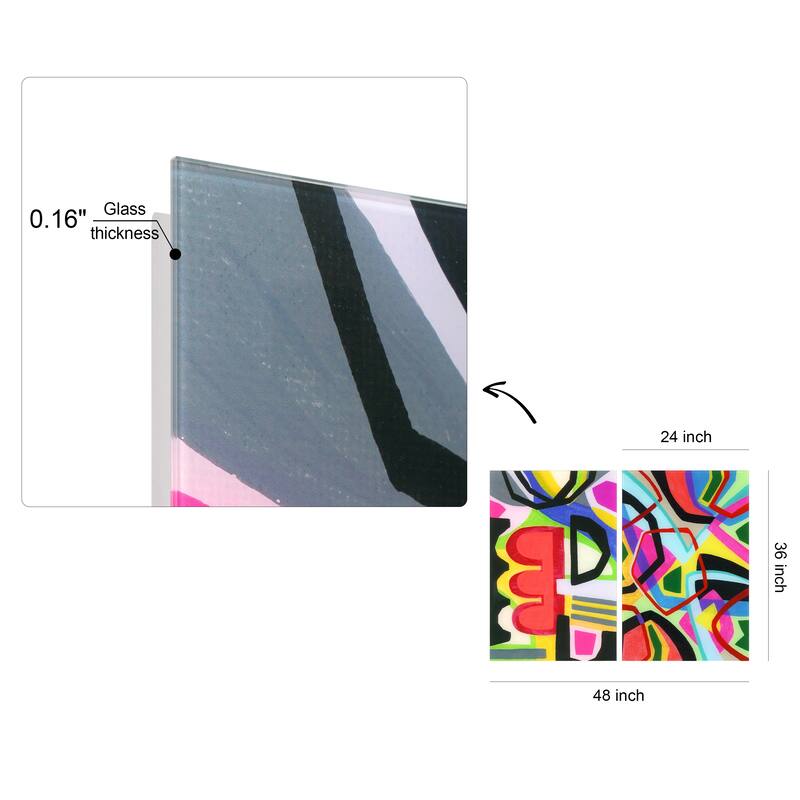 "Bold Shape Shift I & II" Frameless Free-Floating Reverse Printed Tempered Art Glass