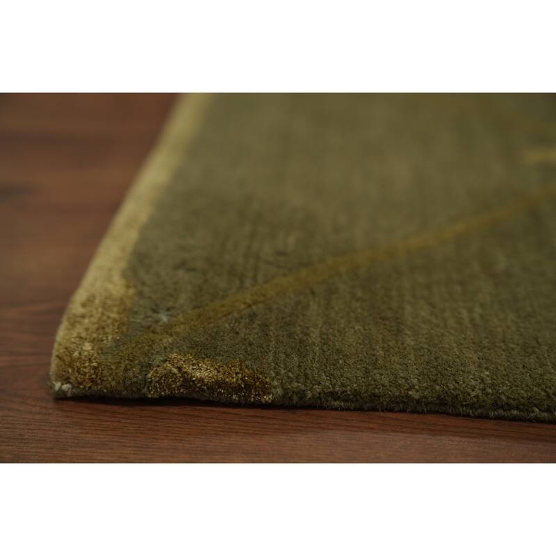 Hand Knotted Oriental 100% Wool Carpet Modern Geometric Green Nepalese Area Rug - 5' 3'' X 3' 0''