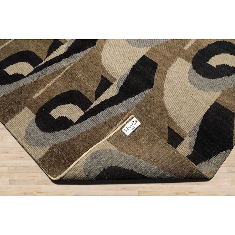 8x10 Tibetano Hand Knotted Wool Moss Modern & Contemporary Plush Pile Art Rug - 8' x 10'