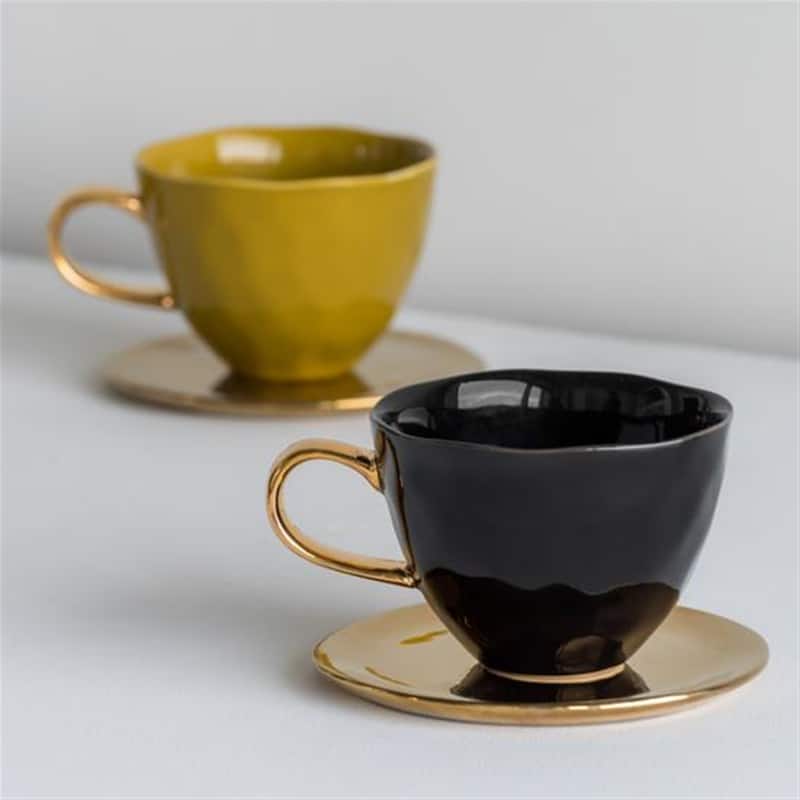 Good Morning Cup Cappuccino/Tea Cup Amber Green
