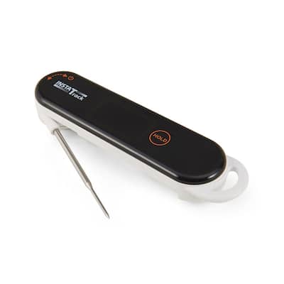 InstaTrack Folding Digital Instant Read Meat Food Grill BBQ Kitchen Cooking Thermometer with Folding Probe, White