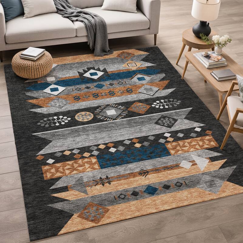 Machine Washable Indoor/ Outdoor Global Tuca Chantille Rug