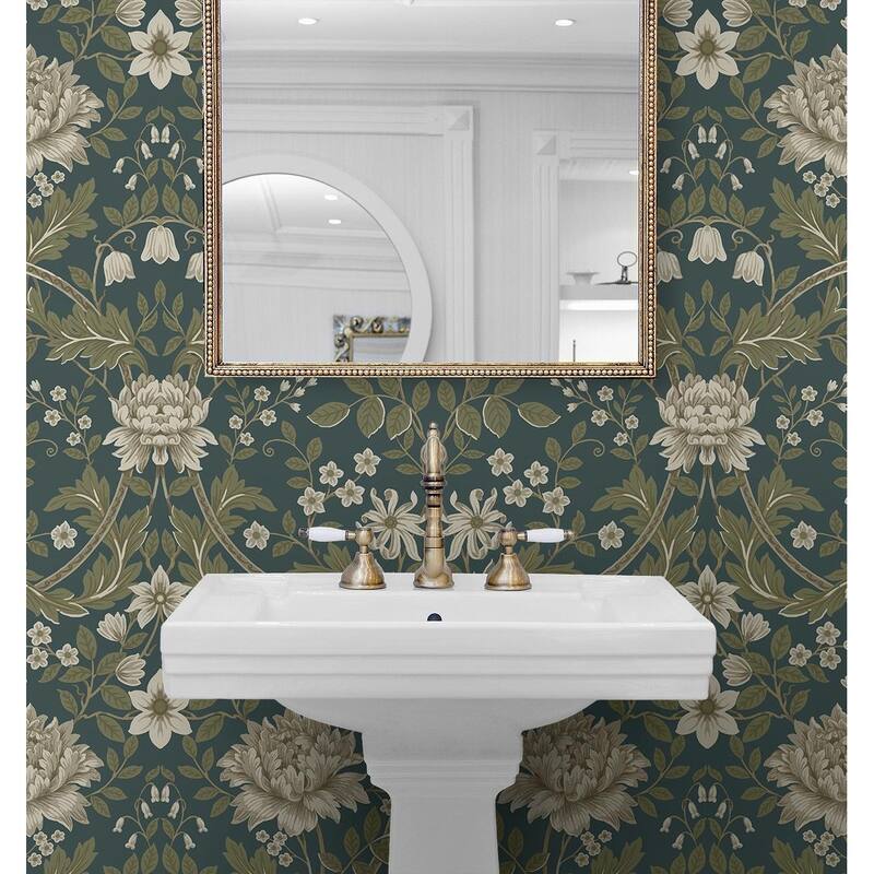 Seabrook Designs Honeysuckle Floral Prepasted Wallpaper
