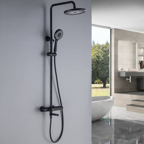 7-Way Wall Mounted Exposed Install Complete Bathroom Shower System with Rough-in Valve